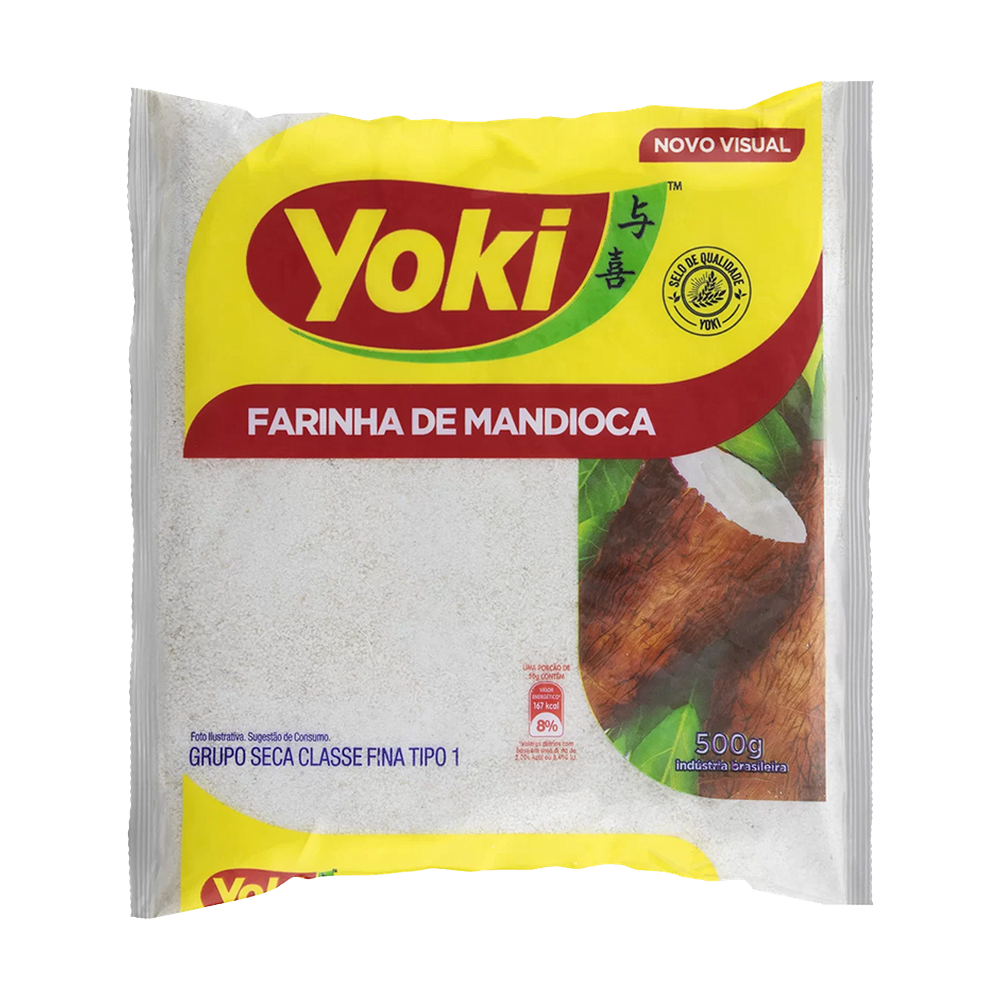 Farinha de Mandioca Crua Yoki 500 g, raw cassava flour