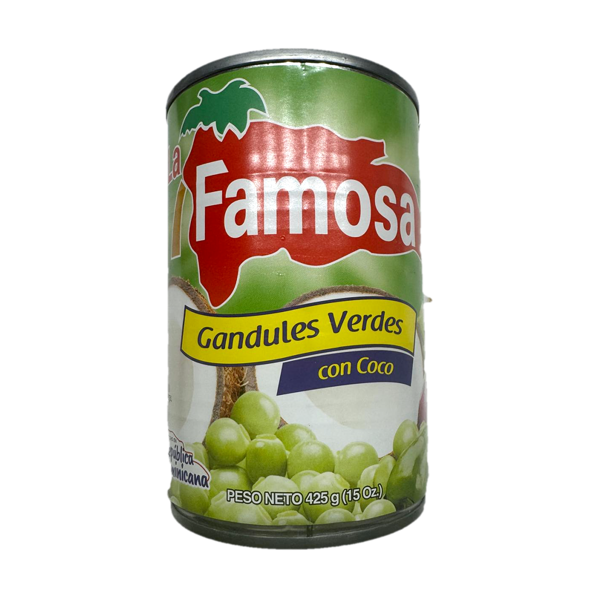Gandules Verdes con Coco La Famosa 425 g, green pigeon peas with coconut